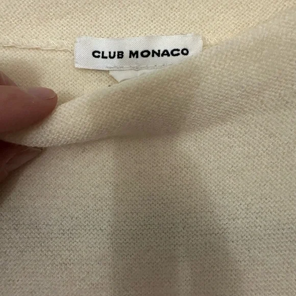 Club Monaco Cream merino wool Crew Neck Sweater EUC small - Picture 4 of 5